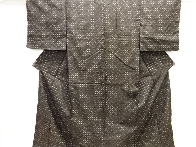 JAPANESE KIMONO / ANTIQUE KIMONO / SILK / TSUMUGI / WOVEN KASURI PATTERN